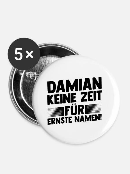 Vorname Damian - Buttons klein 25 mm (5er Pack) - Weiß