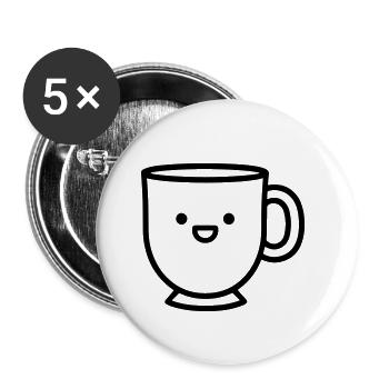 Mug de café - Lot de 5 petits badges (25 mm) - blanc - Devant