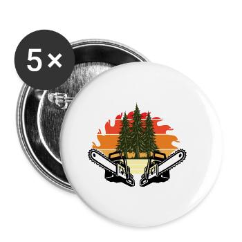 Chainsaw Axe Forester Lumberjack Saw Chain - Lot de 5 petits badges (25 mm) - blanc - Devant