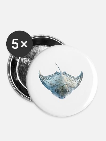 Stachelrochen - Buttons klein 25 mm (5er Pack) - Weiß