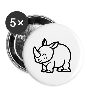 Nashorn - Buttons klein 25 mm (5er Pack) - Weiß - Vorne