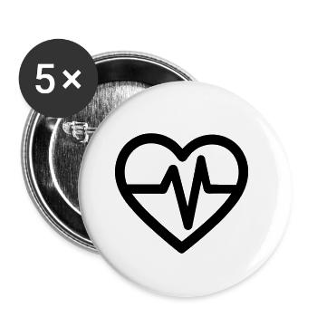 battement de coeur - Lot de 5 petits badges (25 mm) - blanc - Devant
