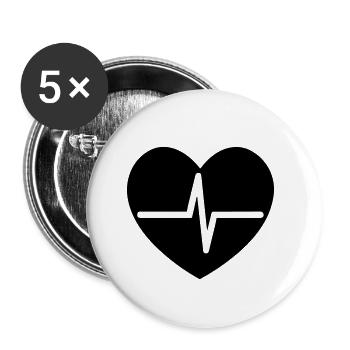 battement de coeur - Lot de 5 petits badges (25 mm) - blanc - Devant