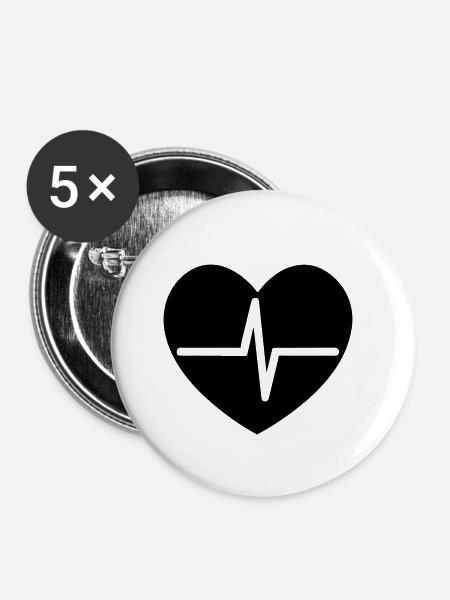 Herzschlag - Buttons klein 25 mm (5er Pack) - Weiß