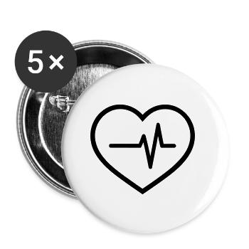 battement de coeur - Lot de 5 petits badges (25 mm) - blanc - Devant