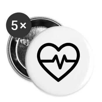 battement de coeur - Lot de 5 petits badges (25 mm) - blanc - Devant