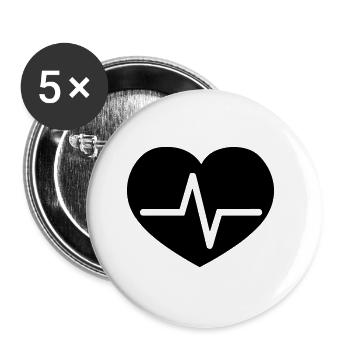 battement de coeur - Lot de 5 petits badges (25 mm) - blanc - Devant