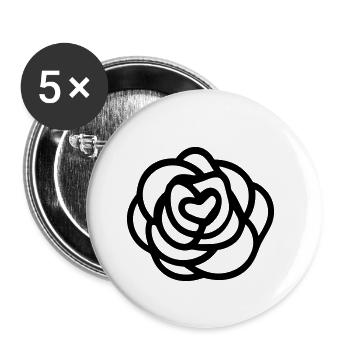 Pink Flower - Buttons small 1''/25 mm (5-pack) - white - Front