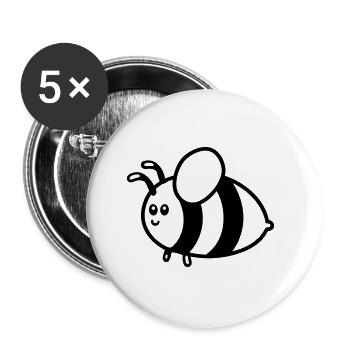 Biene - Buttons klein 25 mm (5er Pack) - Weiß - Vorne