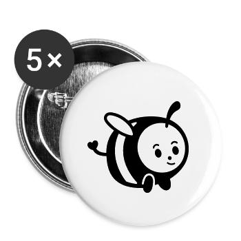 Biene - Buttons klein 25 mm (5er Pack) - Weiß - Vorne