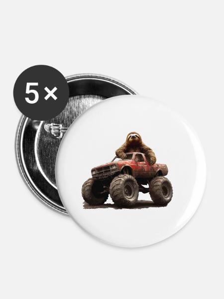 Faultier - Buttons klein 25 mm (5er Pack) - Weiß
