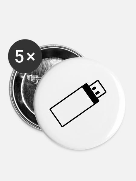 USB-Stick - Buttons klein 25 mm (5er Pack) - Weiß