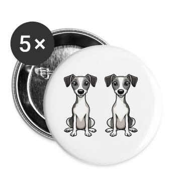 Whippet Hund Comic - Buttons klein 25 mm (5er Pack) - Weiß - Vorne