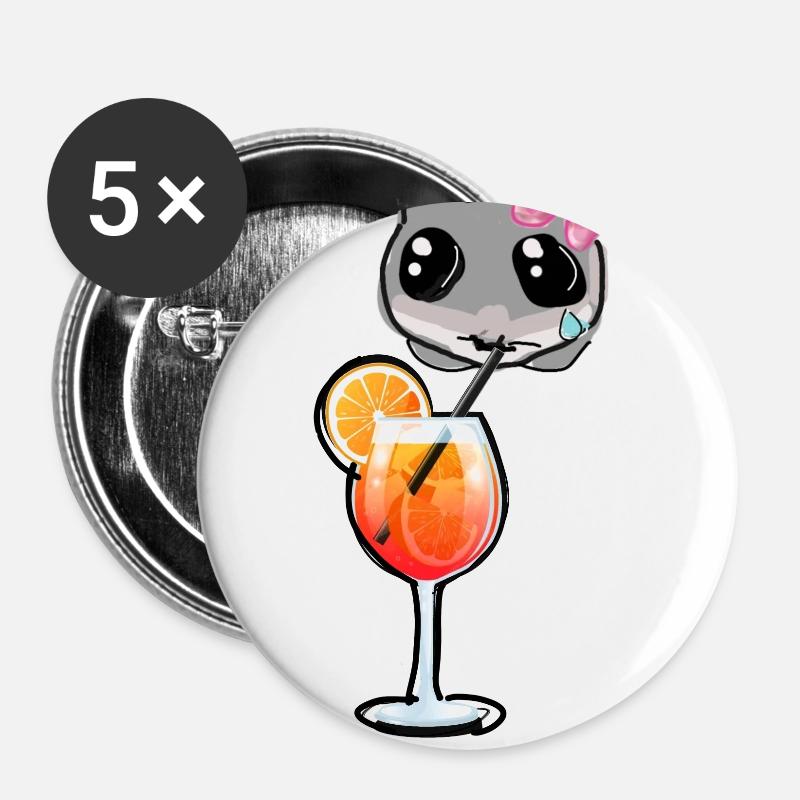 Hamster,Cocktail,illustration,sad hamster - Buttons small 1''/25 mm (5-pack) - white