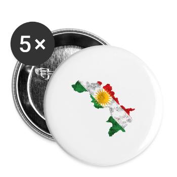 Kurdistan, Kursdische flag - Buttons small 1''/25 mm (5-pack) - white - Front