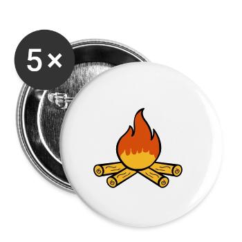 feu de camp - Lot de 5 petits badges (25 mm) - blanc - Devant