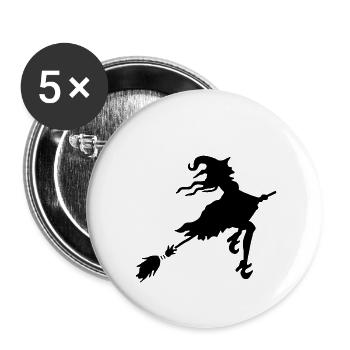 Hexe Besen - Buttons klein 25 mm (5er Pack) - Weiß - Vorne