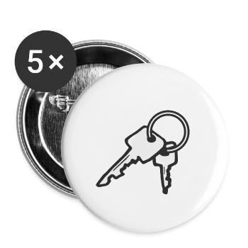Porte-clés - Lot de 5 petits badges (25 mm) - blanc - Devant