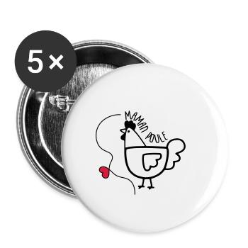 Maman Poule - Fête des Mères - Lot de 5 petits badges (25 mm) - blanc - Devant