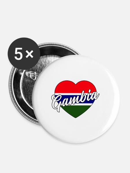 Gambia - Buttons klein 25 mm (5er Pack) - Weiß