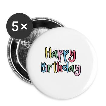 Happy Birthday Greeting Gift Idea - Buttons small 1''/25 mm (5-pack) - white - Front