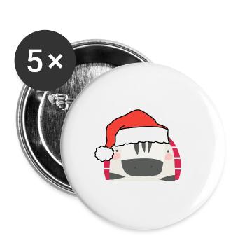 Zèbre de Noël - Lot de 5 petits badges (25 mm) - blanc - Devant
