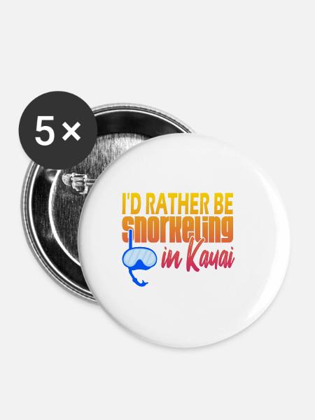Kauai Schnorcheln - Buttons klein 25 mm (5er Pack) - Weiß