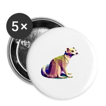 Polygon Frettchen - Buttons klein 25 mm (5er Pack) - Weiß - Vorne