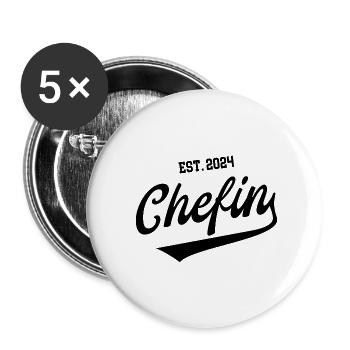 Chefin Seit 2024 Selbstständig Gründerin Inhaberin - Buttons klein 25 mm (5er Pack) - Weiß - Vorne