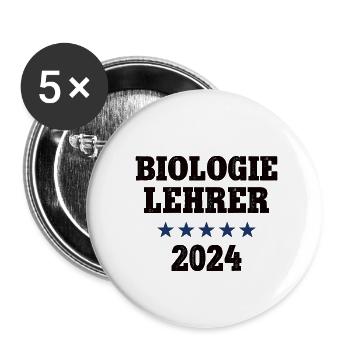 Biologielehrer 2024 Beruf Studium Lehramt Biologie - Buttons klein 25 mm (5er Pack) - Weiß - Vorne