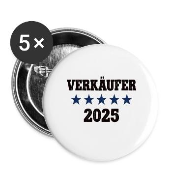 2025 Verkäufer Beruf Verkäuferei Job Arbeit Lehre - Buttons klein 25 mm (5er Pack) - Weiß - Vorne