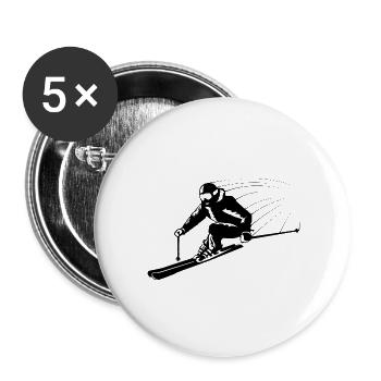 Skieuse skieuse en mouvement rapide - Lot de 5 petits badges (25 mm) - blanc - Devant