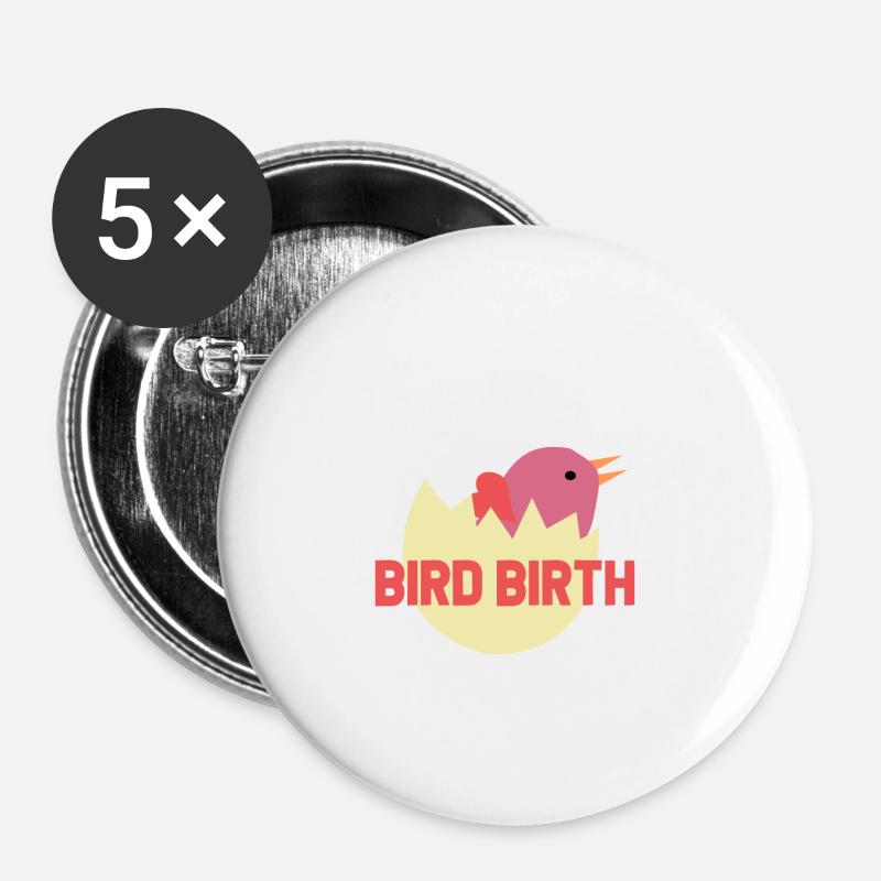 Birth on egg - birth from the egg - Buttons small 1''/25 mm (5-pack) - white
