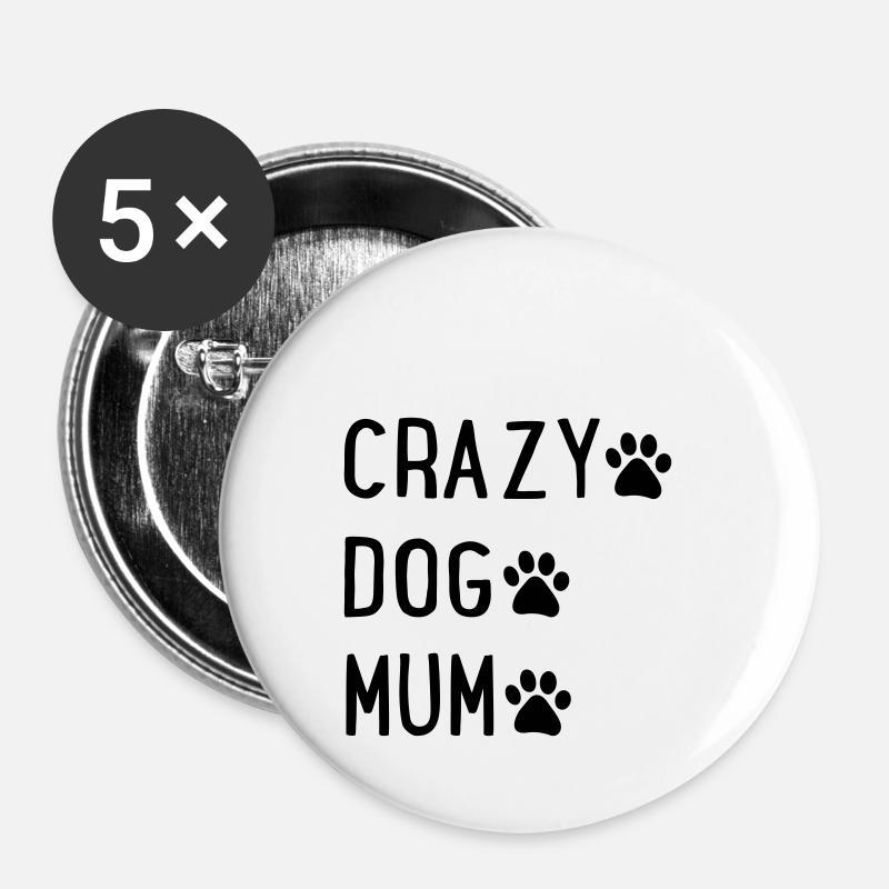 Dogs mom - Buttons small 1''/25 mm (5-pack) - white