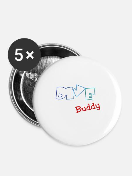Diver Dive Buddy Scuba - Buttons klein 25 mm (5er Pack) - Weiß