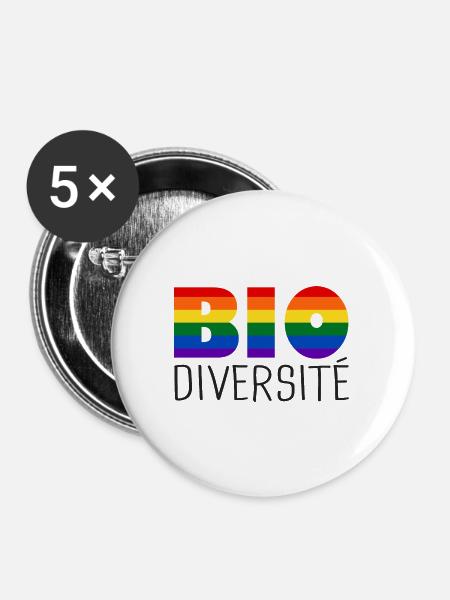 LGBT-Biodiversität - Buttons klein 25 mm (5er Pack) - Weiß