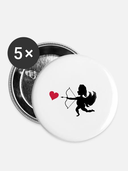 amor engel 02 - Buttons klein 25 mm (5er Pack) - Weiß
