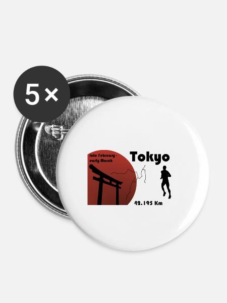 Tokio-Marathon - Buttons klein 25 mm (5er Pack) - Weiß