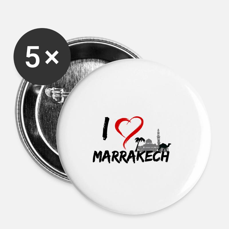 I love Marrakech - Buttons klein 25 mm (5er Pack) - Weiß