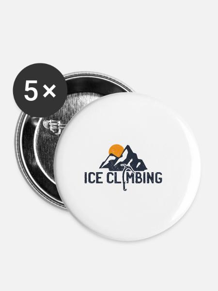 Eisklettern Eiskletterer - Buttons klein 25 mm (5er Pack) - Weiß