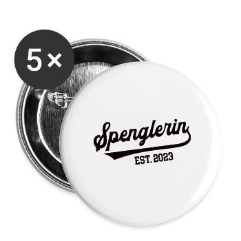 Spenglerin seit 2023 Ausbildung Klempner Handwerk - Buttons klein 25 mm (5er Pack) - Weiß - Vorne