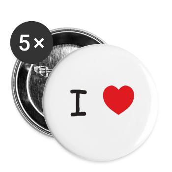 I love - Lot de 5 petits badges (25 mm) - blanc - Devant