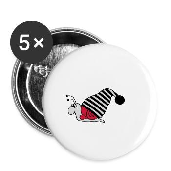 schnecke mit schlafmütze - Buttons klein 25 mm (5er Pack) - Weiß - Vorne