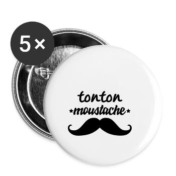 tonton moustache - Lot de 5 petits badges (25 mm) - blanc - Devant