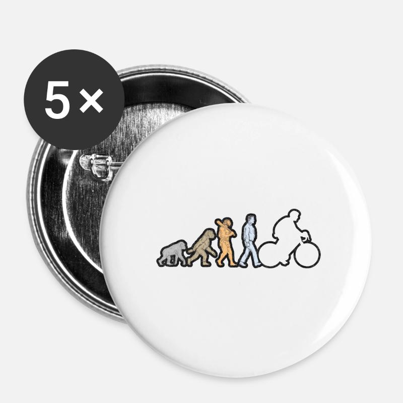 Vélo Evolution Blanc Grunge - Lot de 5 petits badges (25 mm) - blanc