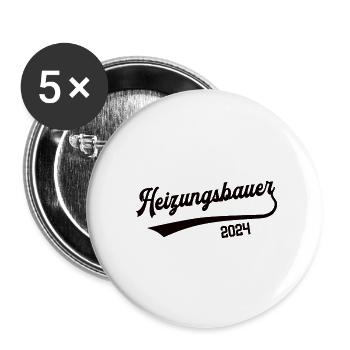 Heizungsbauer 2024 Beruf Zentralheizung Mechaniker - Buttons klein 25 mm (5er Pack) - Weiß - Vorne