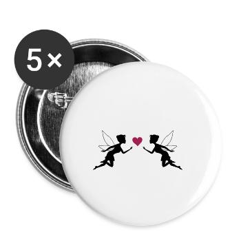 fairy hearts 2 - Buttons small 1''/25 mm (5-pack) - white - Front