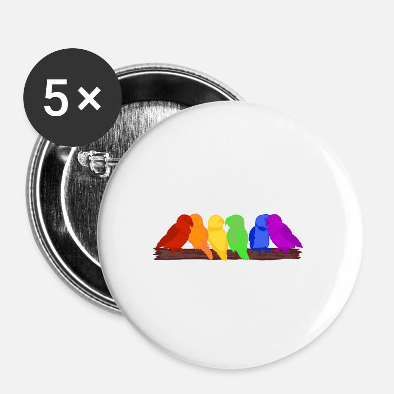 Rainbow of birds - Buttons small 1''/25 mm (5-pack) - white