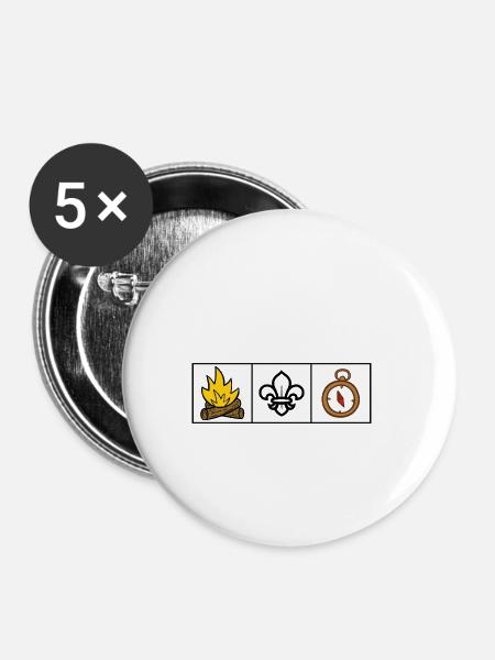Pfadfinder / Pfadfinder - Buttons klein 25 mm (5er Pack) - Weiß