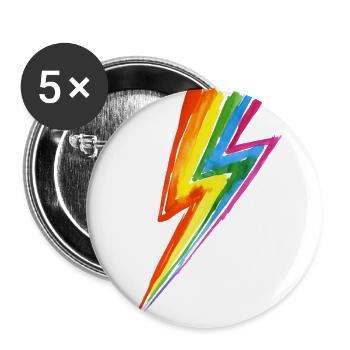 Rainbow Power Blitz - Hit by rainbow lightning! - Buttons small 1''/25 mm (5-pack) - white - Front